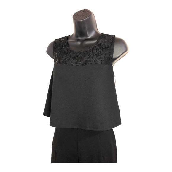 Black lace sequin peplum overlay swing top sleeveless jumpsuit size 6 new - Picture 9 of 16